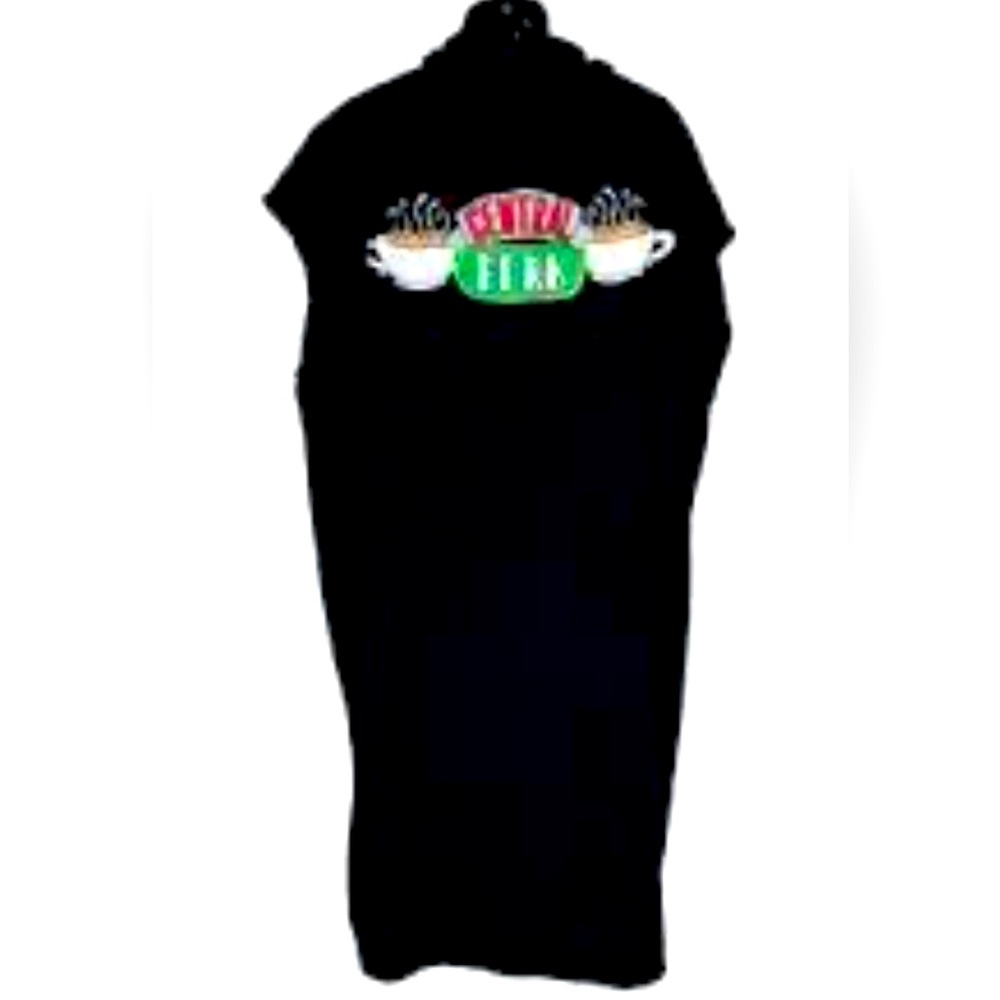 NWOT Friends TV Show Central Perk Black Terry Cover Up Style Oversized Robe M/L